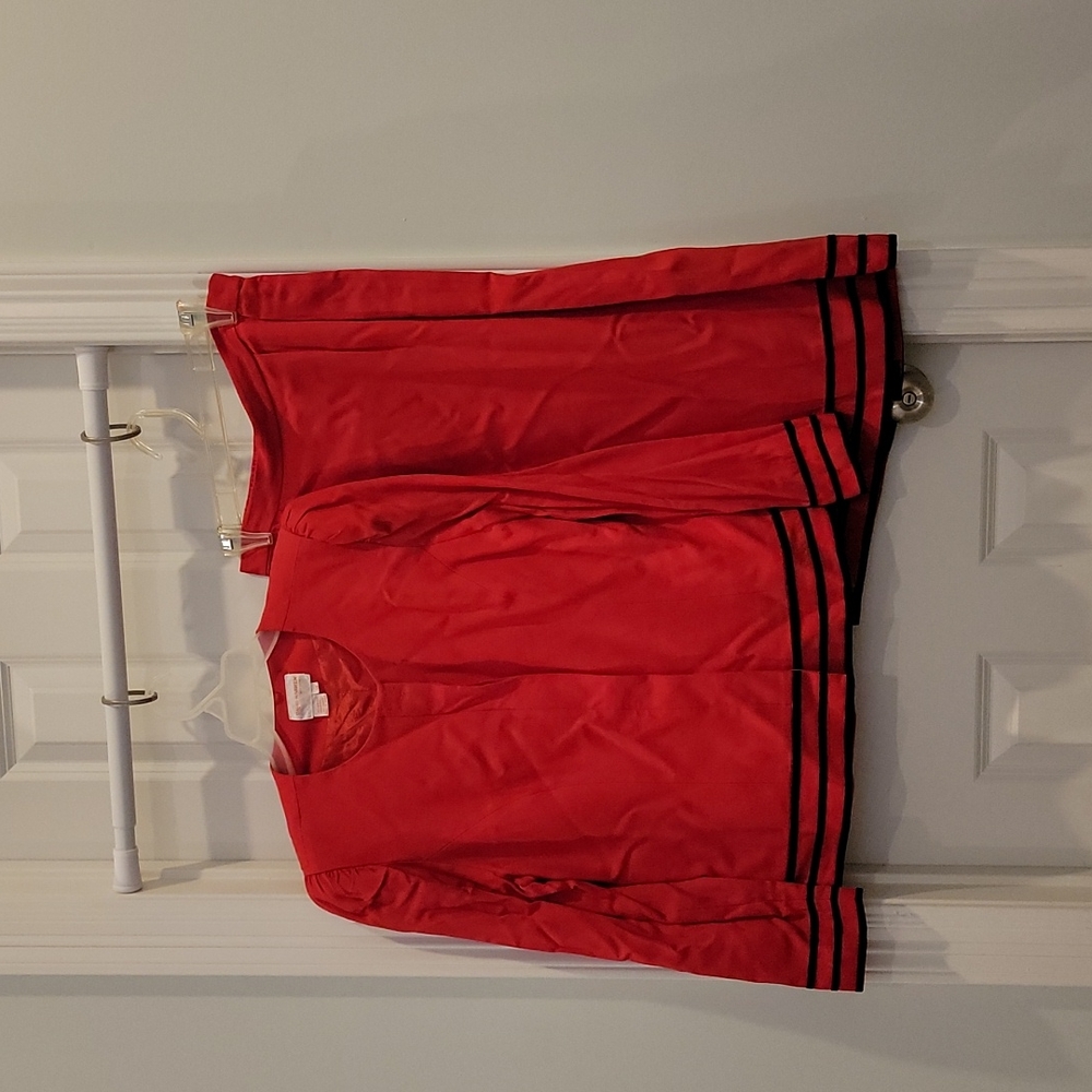 David Warren New York 2piece red and black jacket and skirt. Wool blend. Size 14